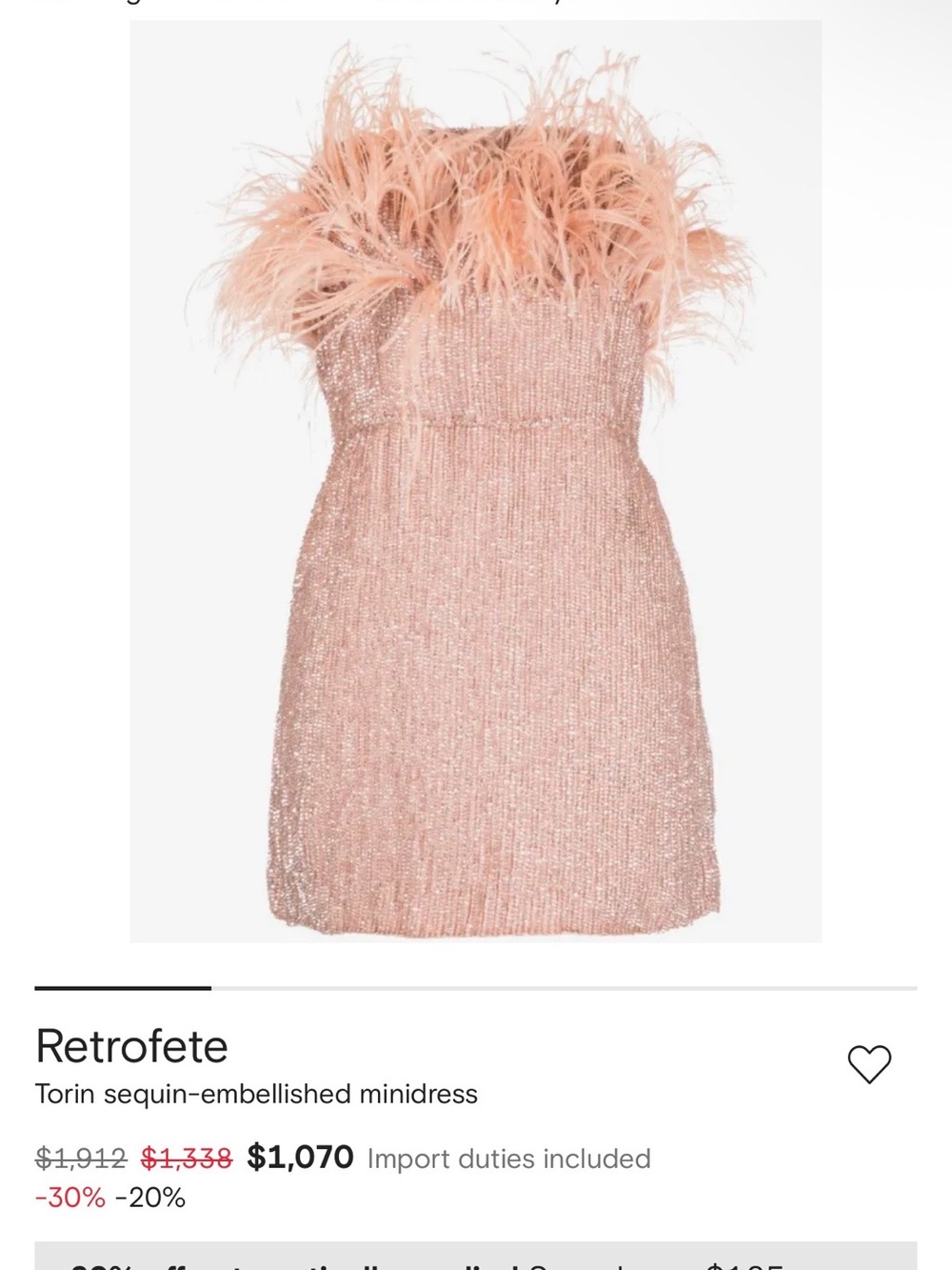Retrofete Sequin & Feather Strapless Minidress in Blush